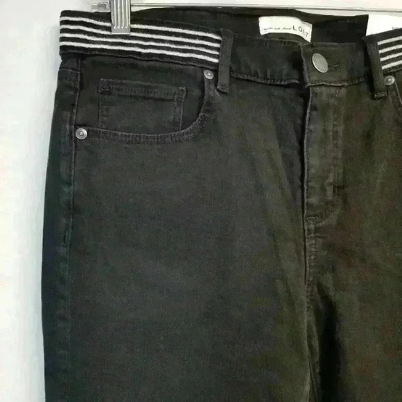 Women's Loft Modern Skinny Black Embroidered Waist Jeans Size 10 - Picture 4 of 9